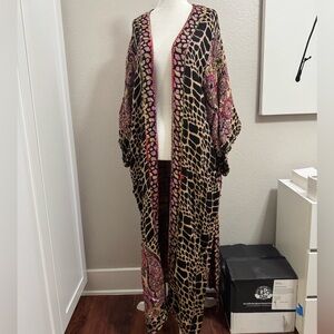 Raj Long Kimono Embroidered Floral Soft